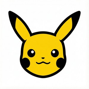 Minimalistisk Pikachu-ansigtssilhuet på hvid baggrund. — Pixel Watch 5 Wallpapers