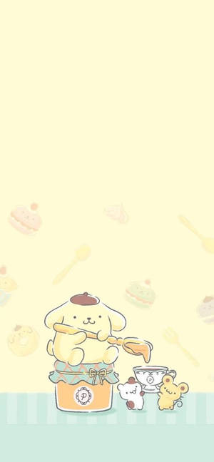 Minimalistisk Pompompurin Kunst tapet — iPhone 18 Wallpapers