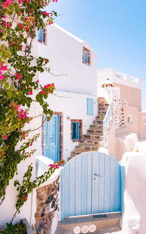 Minimalistisk Santorini i pastelfarver — Galaxy Tab Active Wallpapers