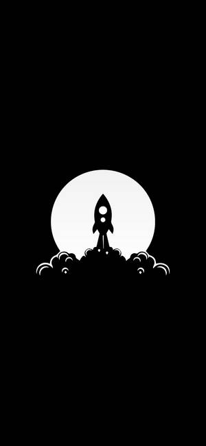 Minimalistisk Sort Rumskib baggrund — iPhone 16 Wallpapers