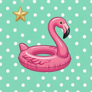 Mintgrøn preppy tapet med prikker og flamingo-float — Pixel Watch Wallpapers