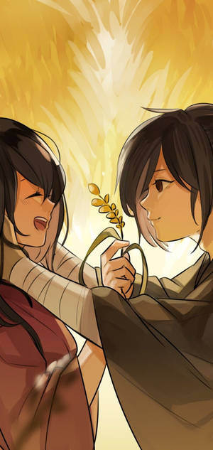 Glad Mio og Hyakkimaru fra Dororo wallpaper — iPhone 17e Wallpapers