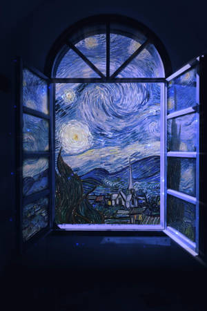 Mixed media Van Gogh Stjernenat vindue — Xiaomi Pad 8 Pro Wallpapers