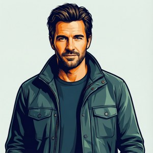 Jonathan Silverman i et moderne vektorkunst portræt — Pixel Watch 3 Wallpapers