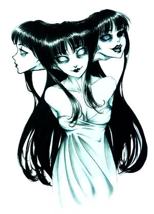 Mørk anime Tomie med tre hoveder tapet — Mørk anime GIF Wallpapers