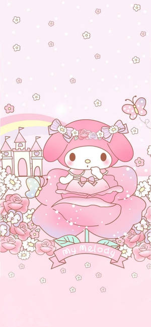 My Melody og rose blomst tapet — iPhone 16 Wallpapers
