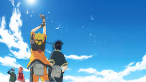 Naruto-figurer med blå himmel æstetik