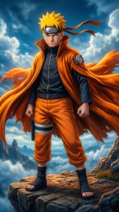 Naruto i Visdomstilstand, der betragter en dramatisk himmel. wallpaper