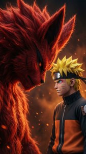 Naruto står foran Nitailed Ræv. wallpaper