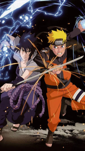 Naruto og Sasuke side om side kamp tapet — Naruto og sasuke Wallpapers