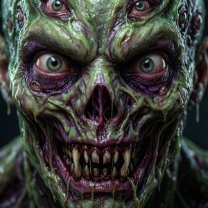 Et hyperdetaljeret nærbillede af et necromorphs monstrøse ansigt. wallpaper