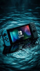 Surrealistisk tapet af Nintendo Switch under vand med dramatisk belysning