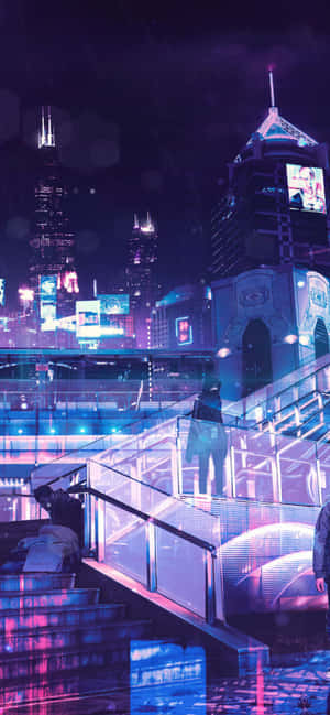 Neon City baggrund — Xperia 10 VIII Wallpapers