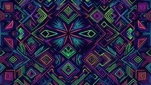 Geometrisk neonmønster i ultra-bredt, moderne abstrakt tapet.