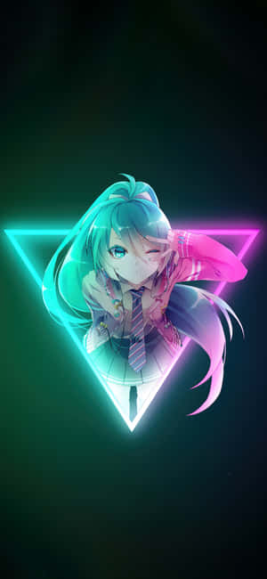Neon-låseskærm animepige — Vivo X300 E Wallpapers