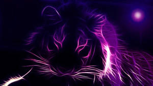 Neon Lilla Æstetisk Tigersilhuet