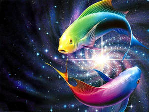 Neon skinende cool fisk tapet