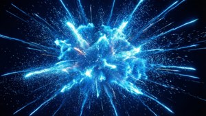 Abstrakt neonblå lyseksplosion — Neon blå Wallpapers