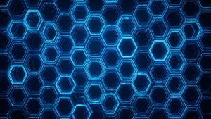 Futuristisk neongult sekskantet mønster — Neon blå Wallpapers