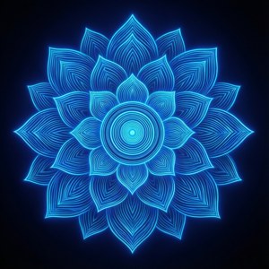 Glødende neonblå lotusmandala — Neon blå Wallpapers