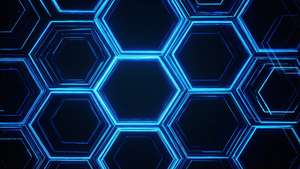 Abstrakt digital kunst med neonblå sekskanter — Neon blå æstetik Wallpapers