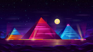 Neonmåne digital kunst baggrund — Neon måne Wallpapers