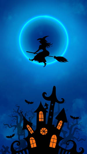 Neonmåne Halloween-baggrund
