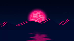 Neonmåne lyserøde bølger tapet — Neon måne Wallpapers