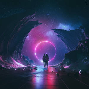Neonmåne Mælkevej tapet — Neon måne Wallpapers