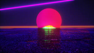 Neonmåne med vandrette linjer baggrund — Neon måne Wallpapers