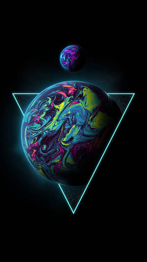 Neonmåne og kosmisk planet wallpaper — Neon måne Wallpapers