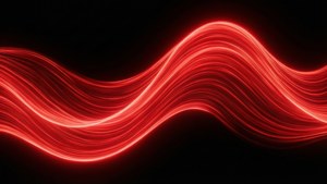 Minimalistisk neonrød abstrakt bølge på sort, moderne og levende tapet. — OLED Wallpapers