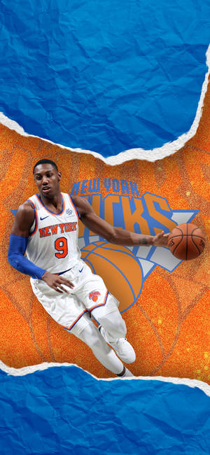 New York Knicks orange blå logo wallpaper — iPhone 15 Wallpapers