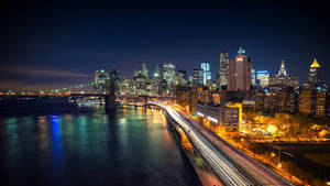 Skarpe lys i New York Citys bybillede baggrund