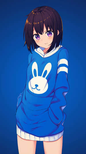 Billeder af anime-pige hættetrøje — Sød animepige Wallpapers