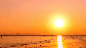 Billeder af solnedgang på stranden