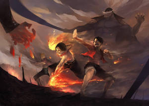 One Piece Desktop Luffy Ace Sabo Kamp — One piece skrivebord Wallpapers