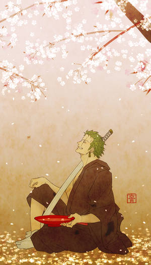 One Piece-telefon Zoro under kirsebærtræ — One piece telefon Wallpapers