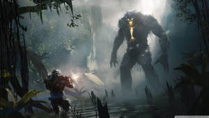 Fantastisk HD-kvalitet Anthem tapet af kamp mellem javelin og kæmpe — Daggry Wallpapers