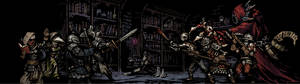 Dual monitor Necromancer vs. helte Darkest Dungeon HD tapet. — 2560x1440 Wallpapers