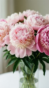 Romantiske pastelrosa pæoner i en vase, blødt fokus. — Pastel pink Wallpapers