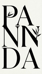 Minimalistisk typografisk tapet med teksten 'PANDA' og et bambusblad. — iPhone Se Wallpapers