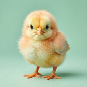 En sød pastelgul og orange babykylling på en mintgrøn baggrund. — Pastel Wallpapers