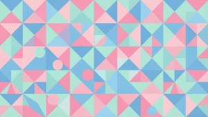 Et moderne pastel geometrisk mønster med trekanter og cirkler i bløde farver. — Pastel Wallpapers