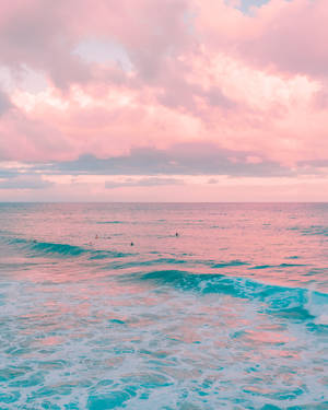 Pastel lyserød og blå strand Android — Pastelblå Wallpapers