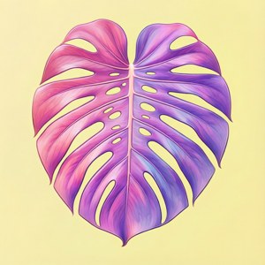Tropisk monstera-bladomrids med pastelfarvegradient på gul. — Huawei nova Flip S Wallpapers