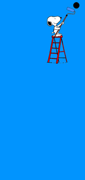 Peanuts Snoopy maler hul baggrund — iPhone 14 Pro Wallpapers