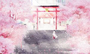 Lyserød anime æstetisk Noragami-tempel