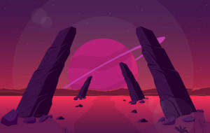 Pink Stonehenge vektorkunst wallpaper — Twilight Wallpapers