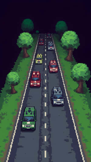 Pixelkunst, Pixel 9, Pixel 8, Vej, Biltur, Videospil, By, Bykunst, Tegneserie, Scene, Motorvej, Bil, Køretøj, Spil, Hastighed, Digital, Digital kunst, Farve, Stil, God — Videospil GIF Wallpapers